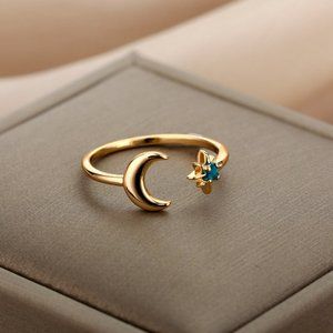 Zircon Moon and Sun Ring